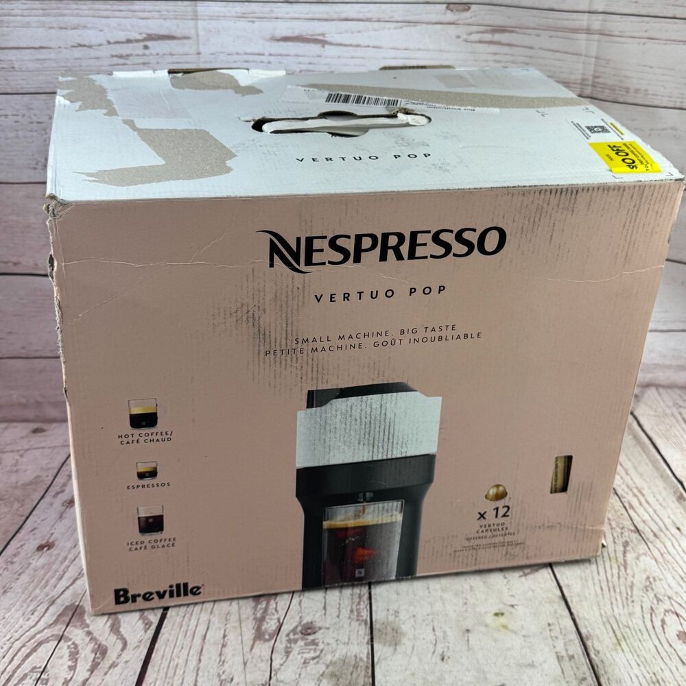 Breville Nespresso Vertuo Pop Coffee Maker 1500W White Black Single Serve